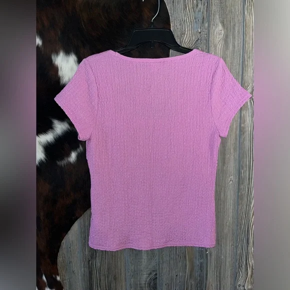 Old Navy NWT lavender purple scrunchy short sleeve scoop neck baby tee large - Picture 5 of 5